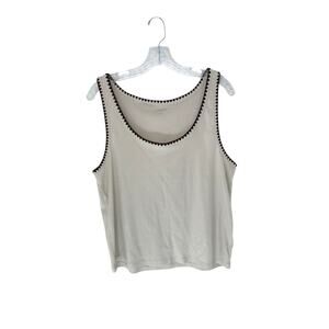 Old Navy Ribbed Tank Top Cream Brown Embroidered Plus Stretch Casual Size XXL‎